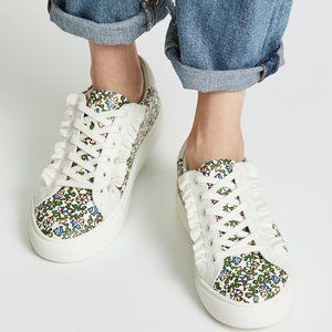 NEW Tory burch Tory Sport floral Ruffle Leather Sneakers shoes